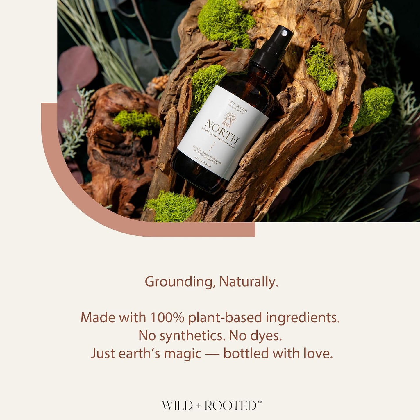 North Aromatherapy Room & Body Spray | Grounding & Calming Essential Oil Mist | Lavender, Cypress, Black Spruce, Vetiver in Rose Water | Body, Linen & Pillow Spray | 4oz Glass Bottle
