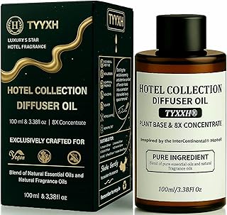 Hotel Diffuser Oil Inspired by Intercontinental Hotel – Fragrance & Essential Oil Blend for Waterless & Cold Air Diffusers – Jasmine, Sweet Orange, Sandal – Long-Lasting Aroma – Home, Spa – 3.38 Fl Oz