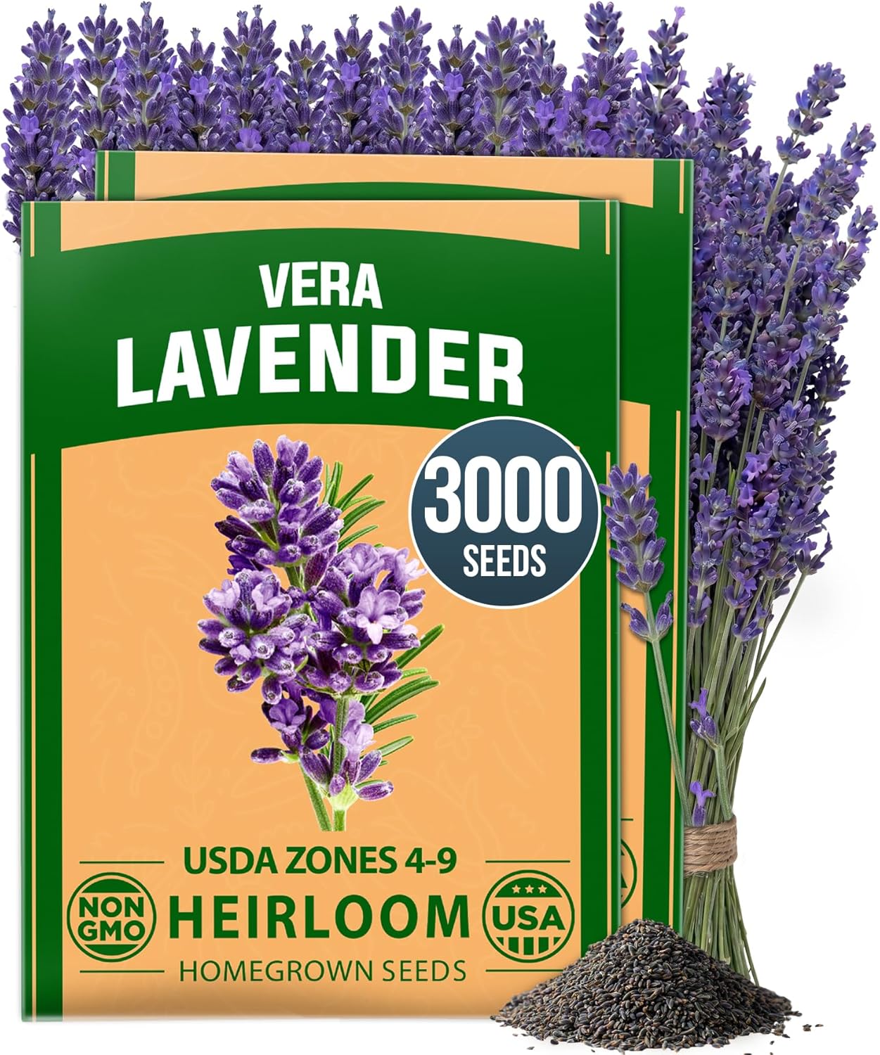 HOME GROWN Non GMO English Lavender Seeds 3,000+ Wildflower Seed for Planting Indoor/Outdoor, High Germination, Plant Flower Seeds (Lavandula antustifolia)