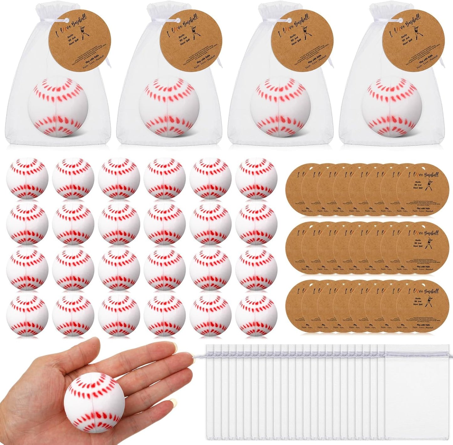 24 Set Baseball Sports Party Favors Gift Baseball Bath Bomb Set with Card Organza Bags Scented Novelty Fizzy Balls for Players Women Coach Team Gift Birthday Senior Night Favors