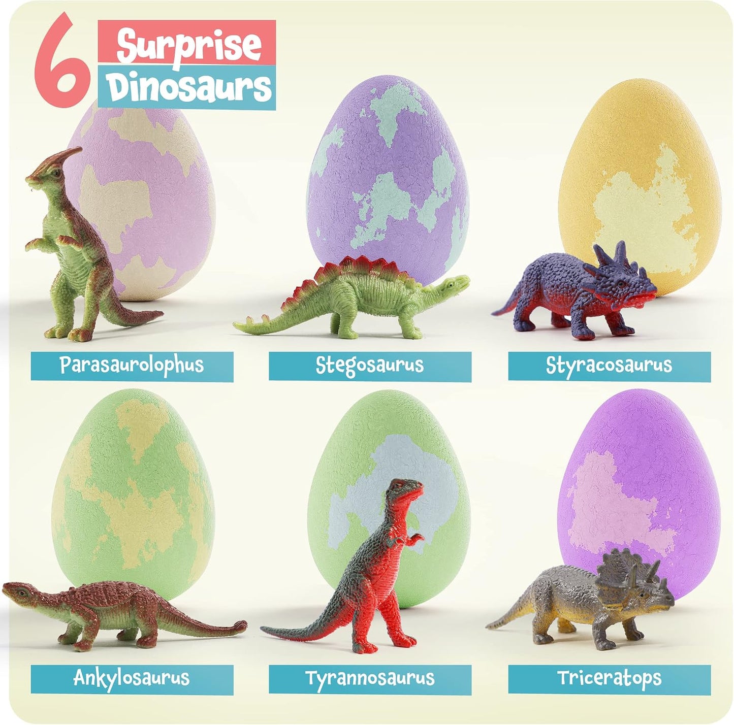 Dan&Darci Dino Egg Bath Bombs for Kids - Easter Basket Stuffers - Kid Baths Bomb with Surprise Inside - Dinosaur Toys Gift for Boys and Girls Ages 6 7 8 Years Old Gifts - Fun Educational Toy Fizzy