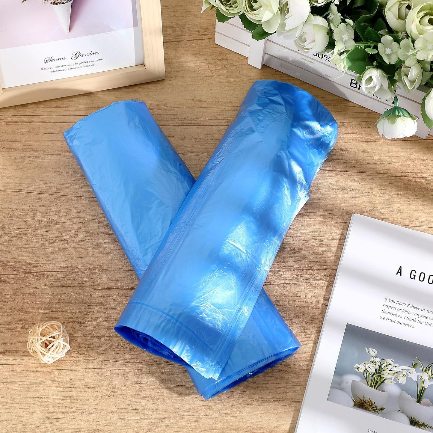 AmazingSpark 50 Pcs Blue Disposable Foot Bath Liners Heavy Duty Thickening Plastic Portable Foot Tub Liner Large Pedicure Spa Bags for Hotel Home Use 25.6 x 21.6 Inches