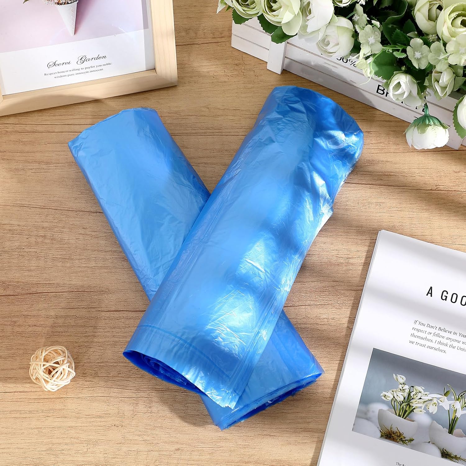 AmazingSpark 50 Pcs Blue Disposable Foot Bath Liners Heavy Duty Thickening Plastic Portable Foot Tub Liner Large Pedicure Spa Bags for Hotel Home Use 25.6 x 21.6 Inches