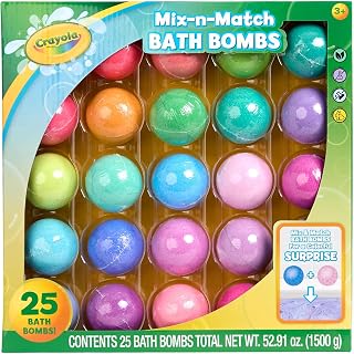 Crayola Color-Twist Bath Bombs Deluxe 25 Pack, Individually Wrapped Color Changing Bath Bombs with Surprise Inside Color, Non-Toxic, Safe for Sensitive Skin