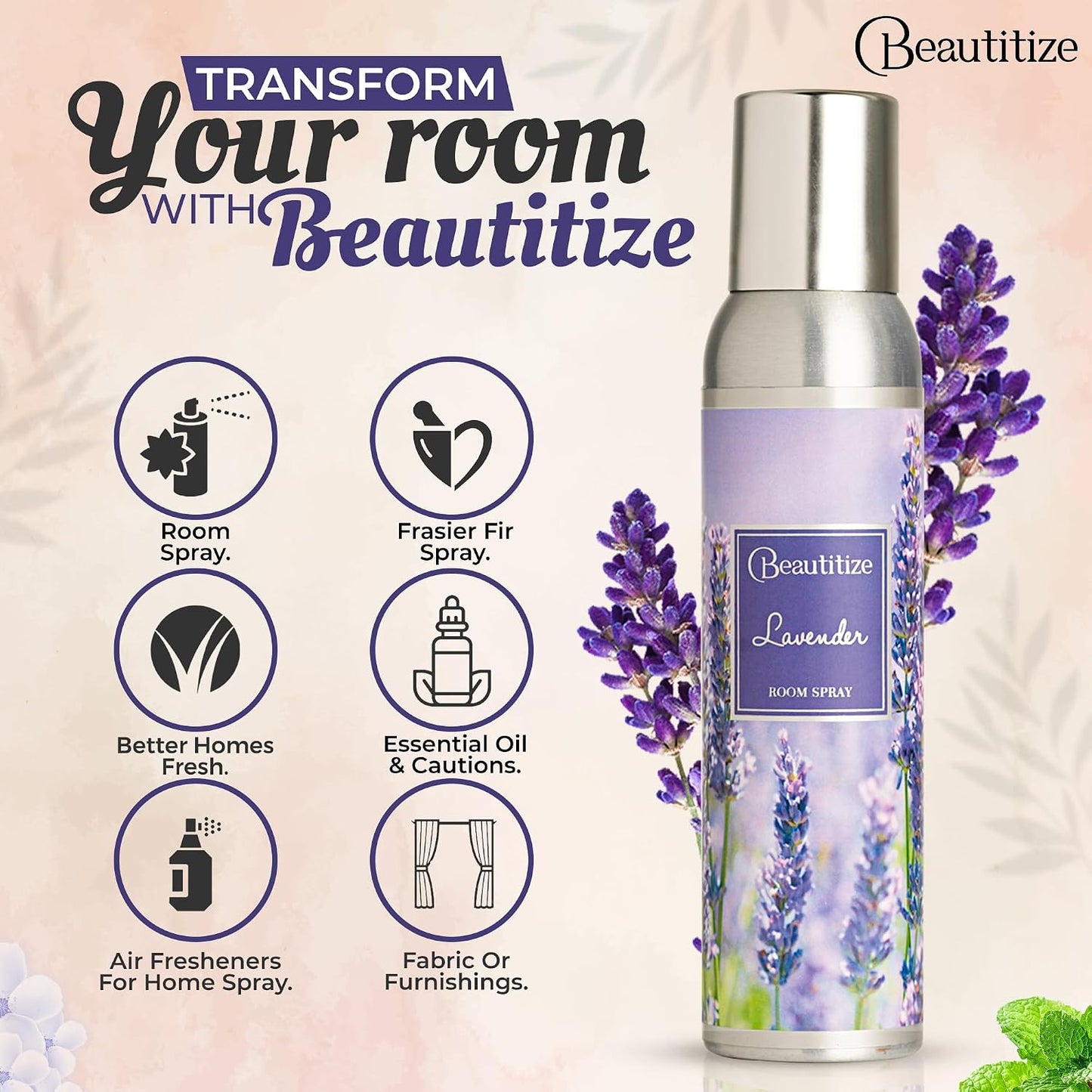 Room Spray Air Freshener, 6.34 Fl oz | Odor Eliminator Spray | Air Fresheners for Home Long Lasting | Room Fresheners | For Home, Furniture, Fabrics (Lavendar)