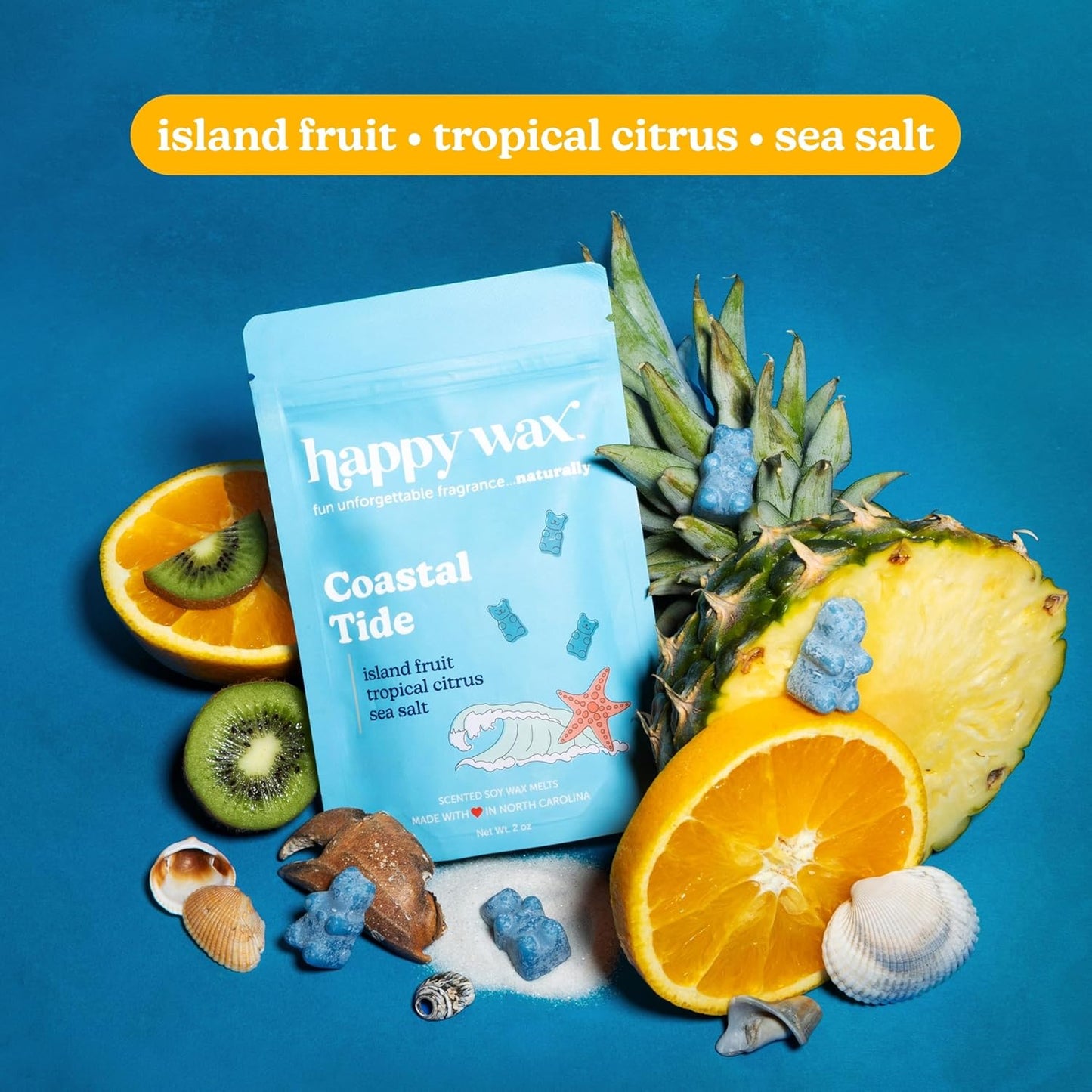 Happy Wax Endless Summer Collection: Natural, Non-Toxic Scented Soy Wax Melts – Total 6oz Variety Pack: Bronzed Coconut, Coastal Tide, Pina Colada