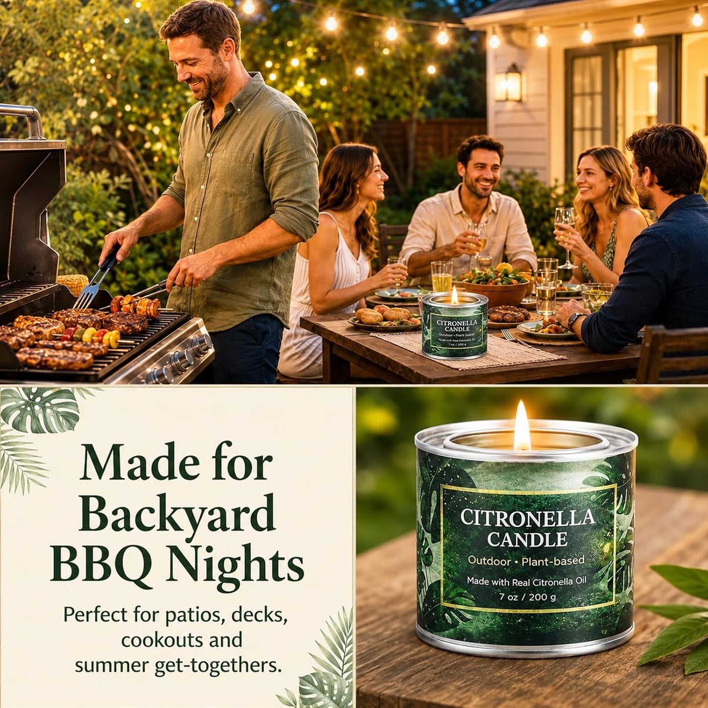 Citronella Candles Outdoor,6 Pack 42 oz Soy Wax Tin Candles with 7% Citronella Oil, Bonus Magnetic Bottle Opener, Up to 300 Hours, for Patio, Backyard, Camping, BBQ & Garden