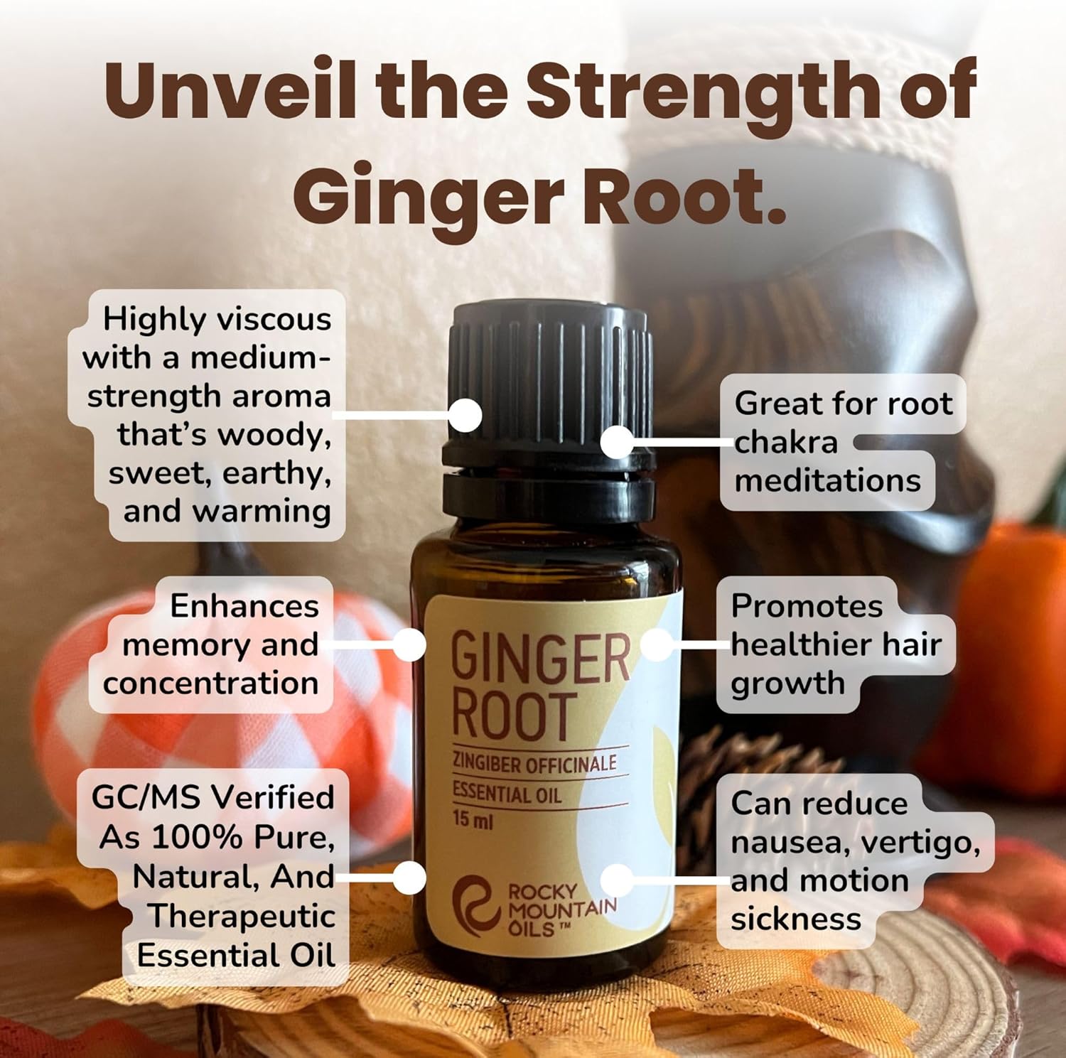Rocky Mountain Oils - Ginger Root - 15 ml - Natural Essential Oil
