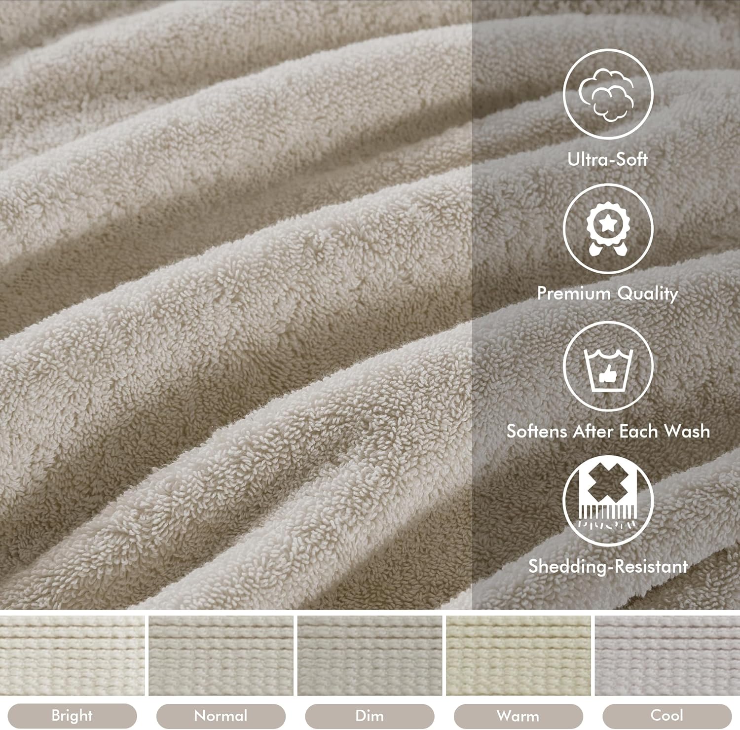 Madison Park 800GSM Bath Sheet Towel Oversized 34" x 68" 2 Pack 100% Cotton Bath Towel Set Highly Absorbent Hotel Spa Quality for Bathroom, Natural