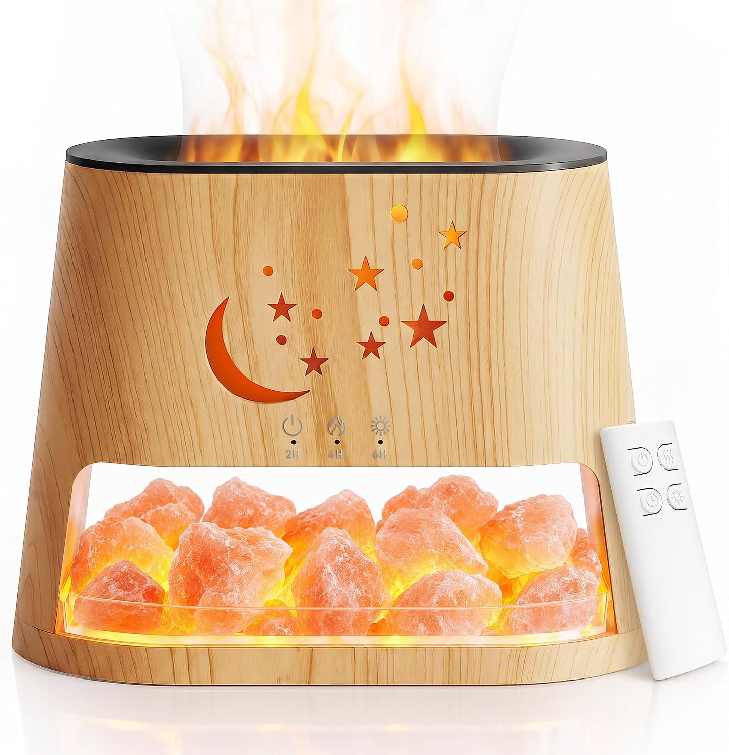 Essential Oil Diffuser & Himalayan Salt Lamp - 5 in 1 Aromatherapy Diffuser Humidifier with Remote Control, 8 Color LED Lights Cool Mist Humidifier for Home, Bedroom, Office, Yoga, 260ml
