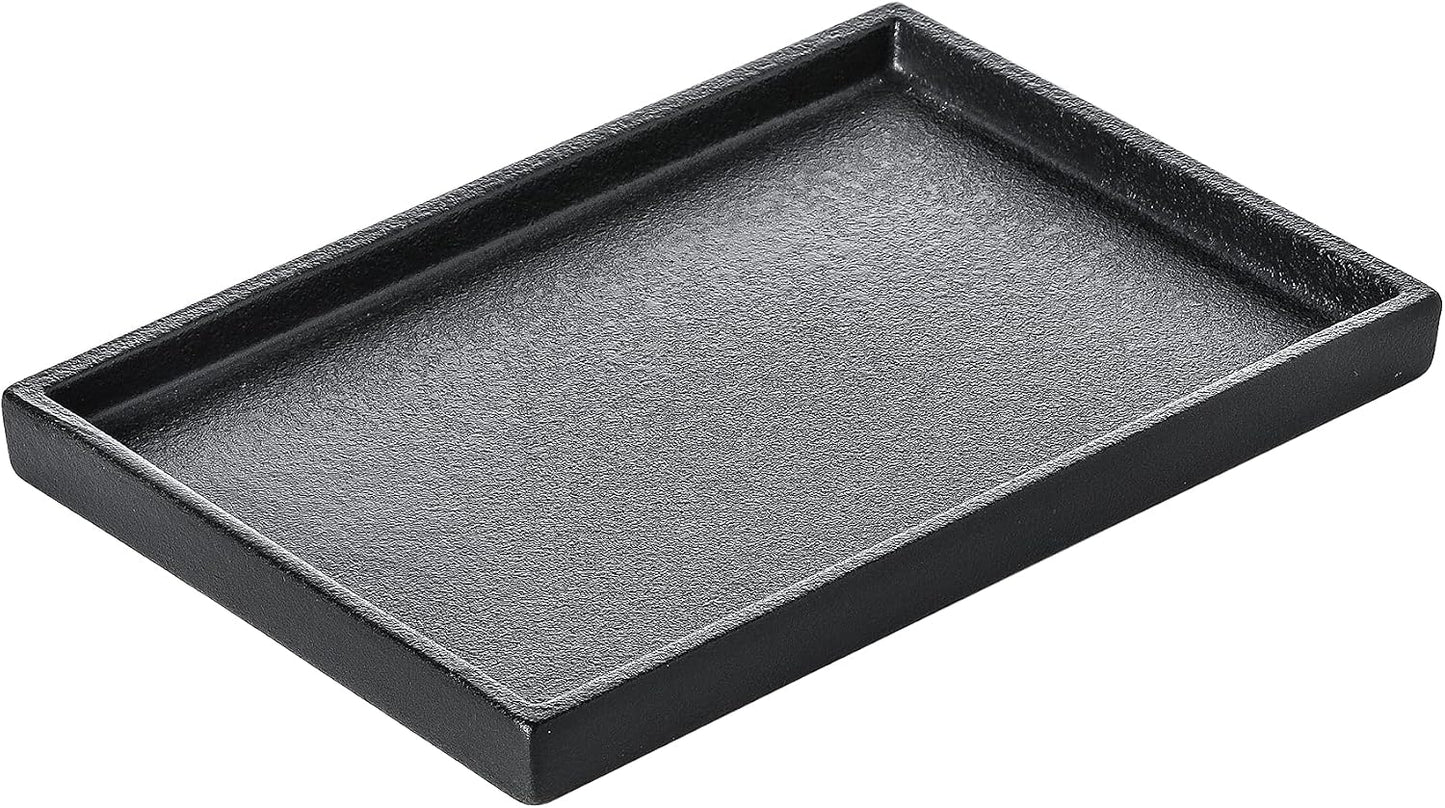 Ceramic Bathroom Sink Tray, Black Graininess Vanity Tray Decor Perfume Trays for Dresser Holder for Jewelry Candle Soap Plant Towel Cosmetic Organizer Rectangle Large