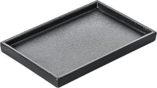 Ceramic Bathroom Sink Tray, Black Graininess Vanity Tray Decor Perfume Trays for Dresser Holder for Jewelry Candle Soap Plant Towel Cosmetic Organizer Rectangle Large