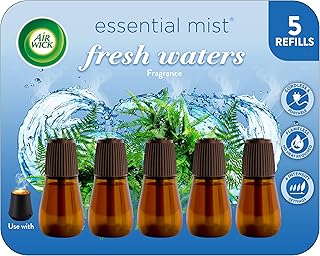 Air Wick Essential Mist Refill, 5 ct, Fresh Waters, Essential Oils Diffuser, Air Freshener
