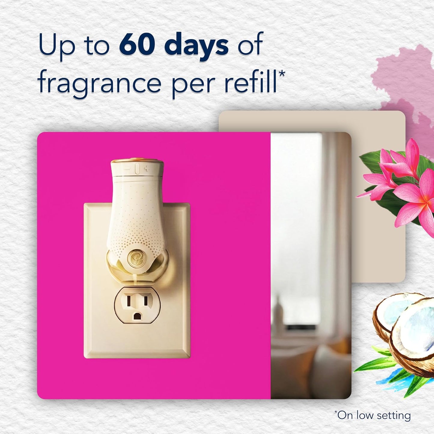 Glade PlugIns Refills Air Freshener, Scented and Essential Oils for Home and Bathroom, Exotic Tropical Blossoms, 1.34 Fl Oz, 2 Count