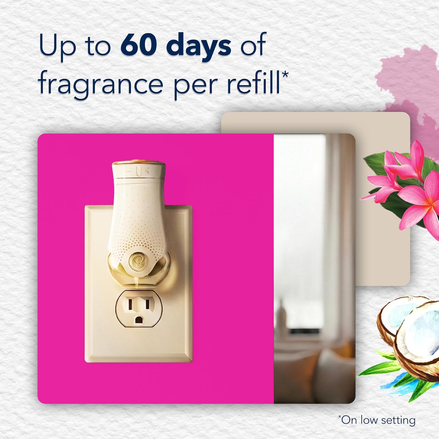 Glade PlugIns Refills Air Freshener, Scented and Essential Oils for Home and Bathroom, Exotic Tropical Blossoms, 1.34 Fl Oz, 2 Count
