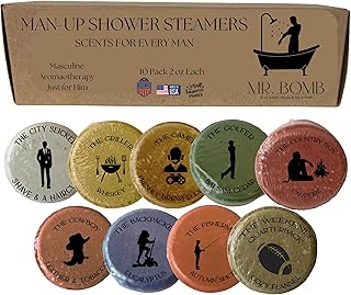 Mr. Bomb Masculine Shower Steamers for Men, Dude Bombs, Aromatherapy for The Guys, Shower Bombs for Men Gift Set, 9 Pack Steamer Set, Elevate Your Bathing and Relaxation (Large, Man-Up)