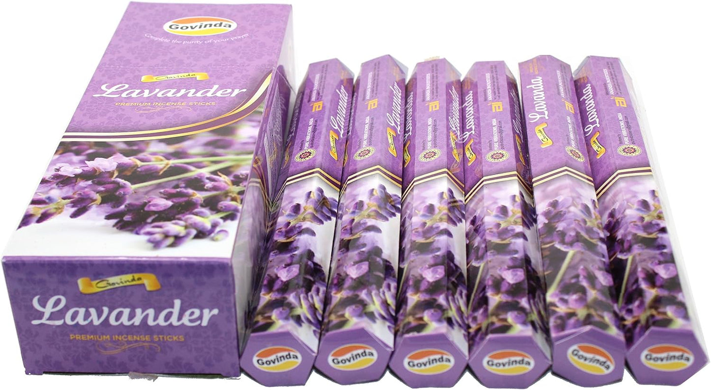 Govinda Incense - 120 Incense Sticks, Premium Incense, Masala Coated (Lavender)