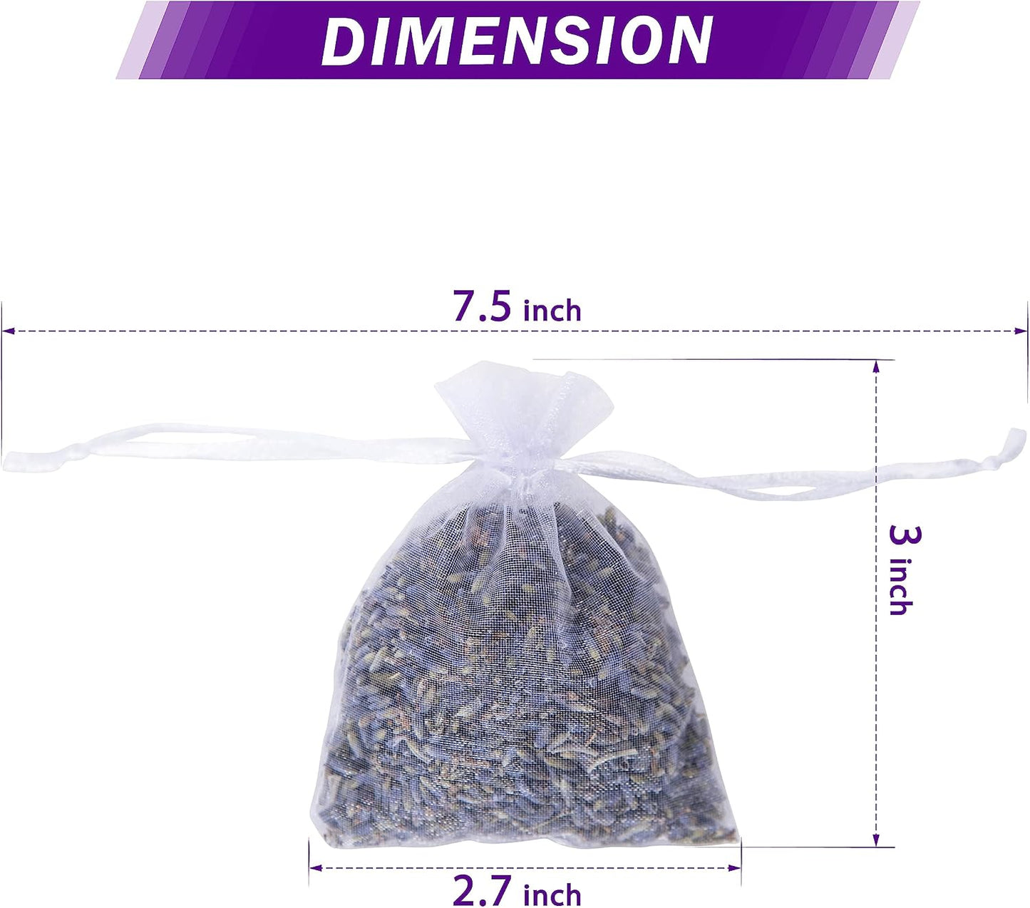 Lavande Sur Terre French Lavender Sachets for Drawers and Closets Fresh Scents, Set of 48, Home Fragrance Sachet for Closets and Drawers, White, LV-C-48-2