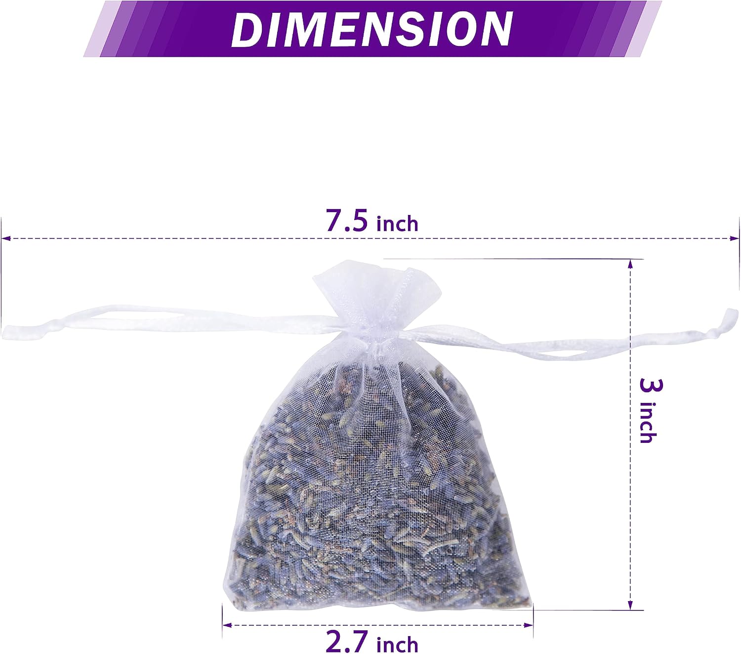 Lavande Sur Terre French Lavender Sachets for Drawers and Closets Fresh Scents, Set of 48, Home Fragrance Sachet for Closets and Drawers, White, LV-C-48-2