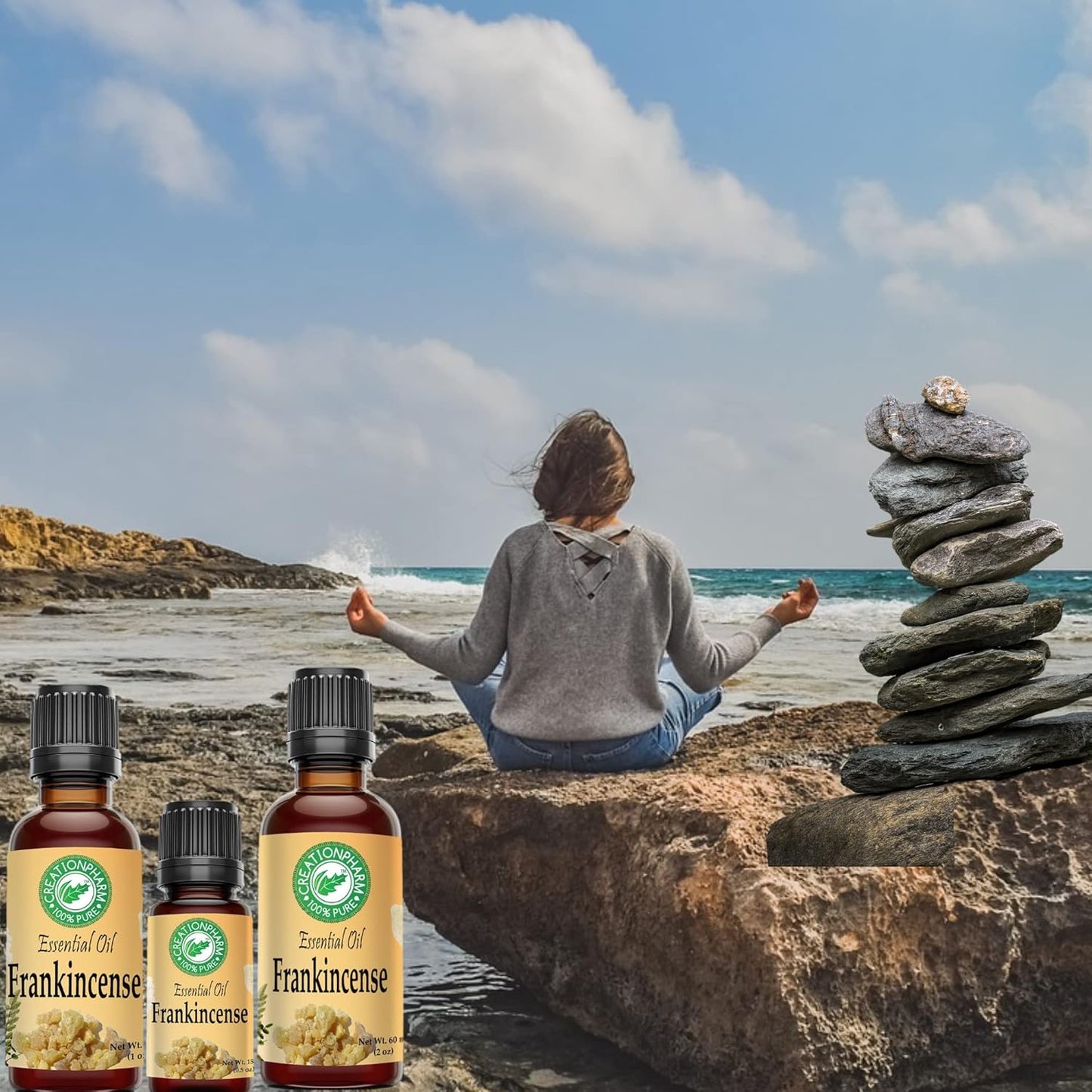 Creation Pharm Frankincense Essential Oil 100% Pure & Natural – Boswellia Aromatherapy Oil – 15 ml (.5 oz)