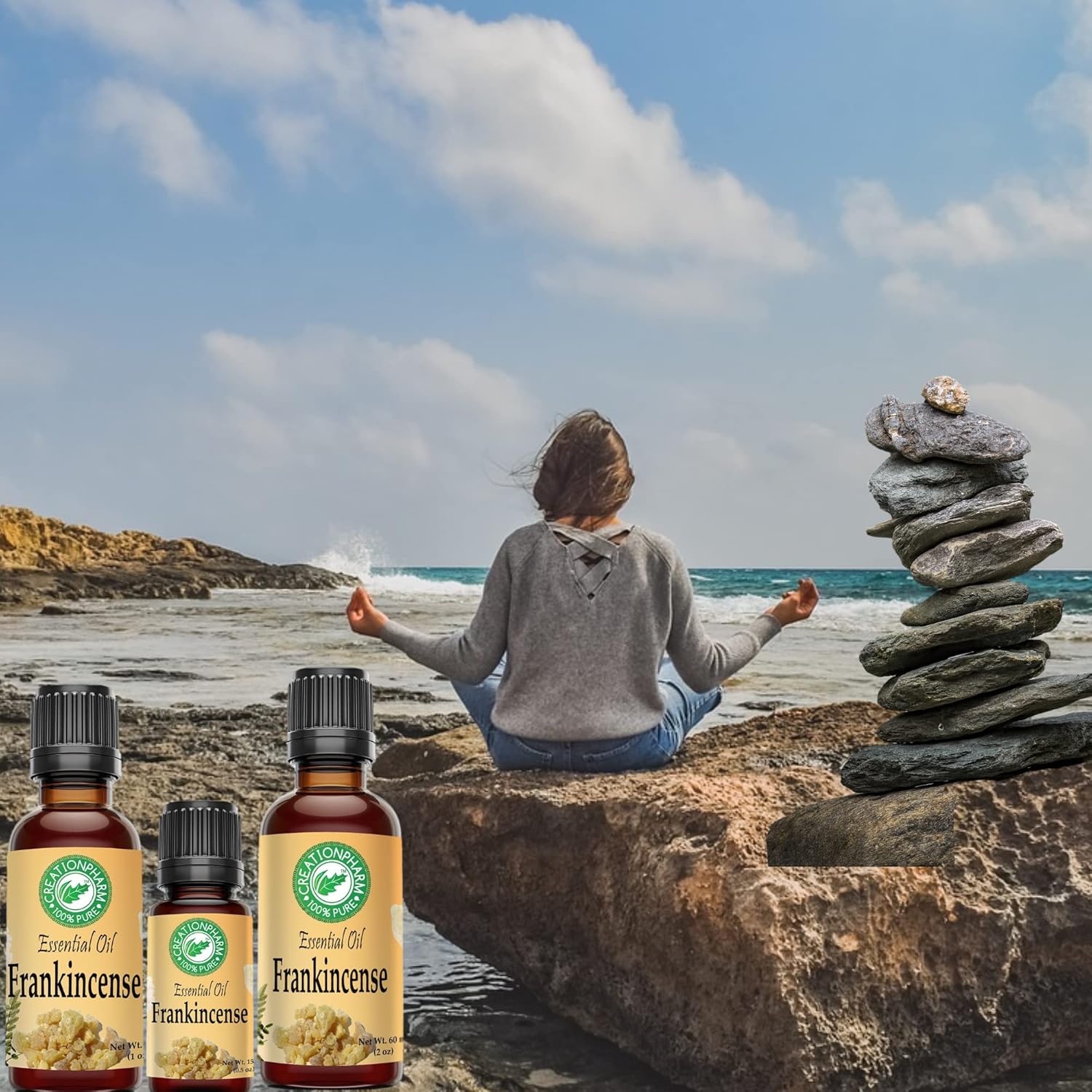 Creation Pharm Frankincense Essential Oil 100% Pure & Natural – Boswellia Aromatherapy Oil – 15 ml (.5 oz)