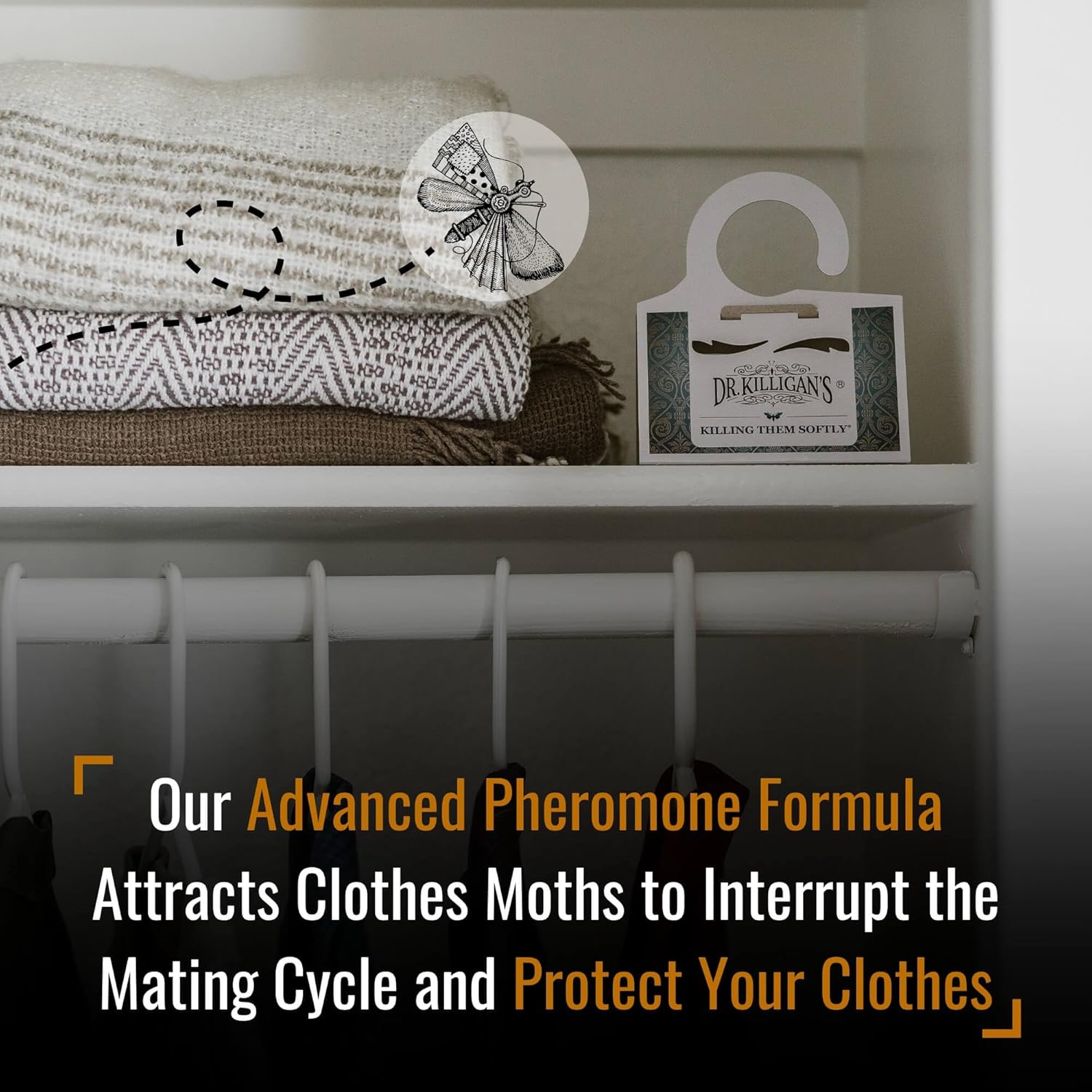 Dr. Killigan's Premium Double Potent Clothing Moth Traps with Pheromones Prime - Trap with Lure for Clothes Closets & Carpet - Case Making & Web Spinning Moth Prevention (20 Pack, White)