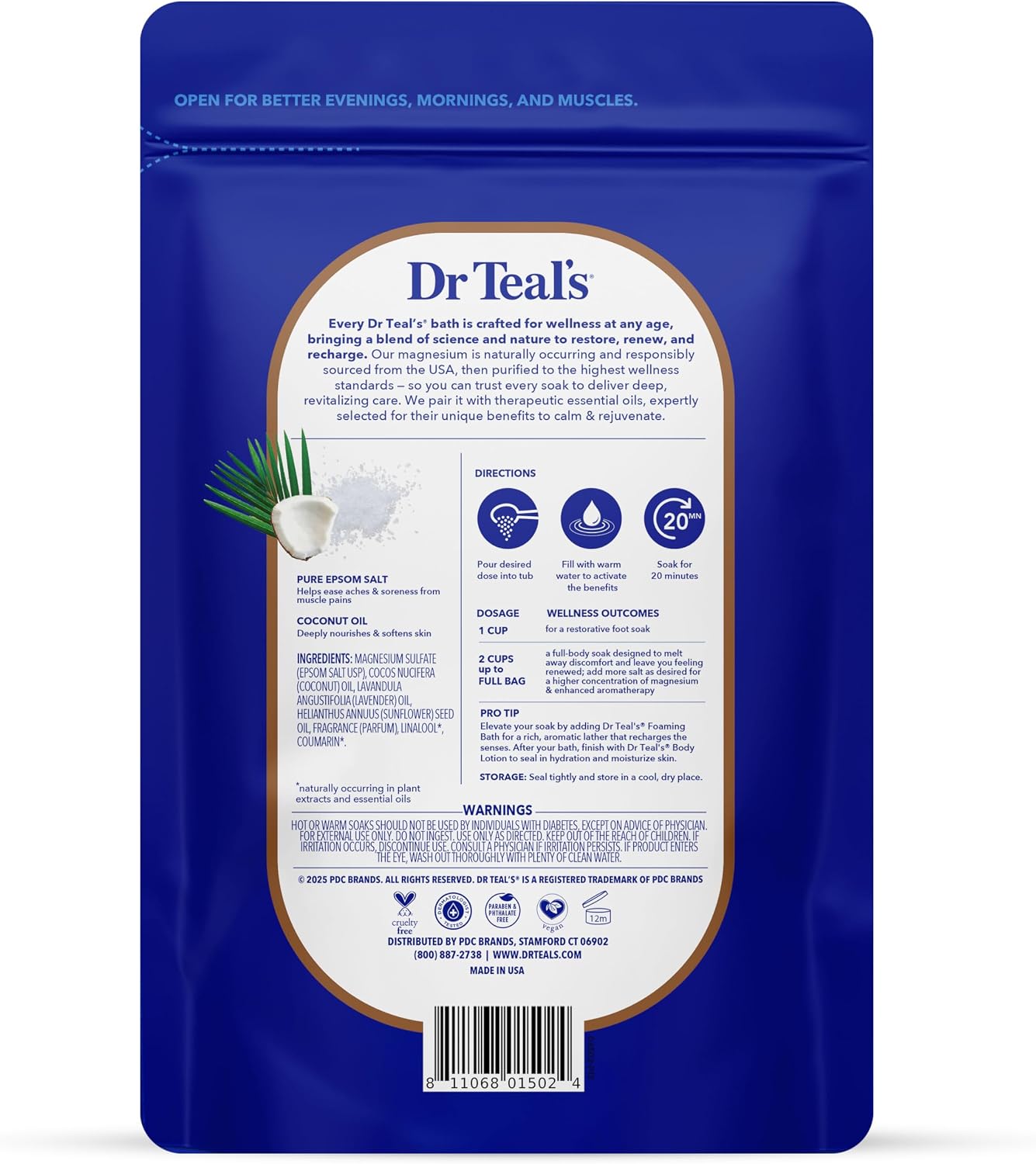 Dr Teal's Epsom Salt Magnesium Soak, Nourish & Protect with Coconut Oil, 3 lbs