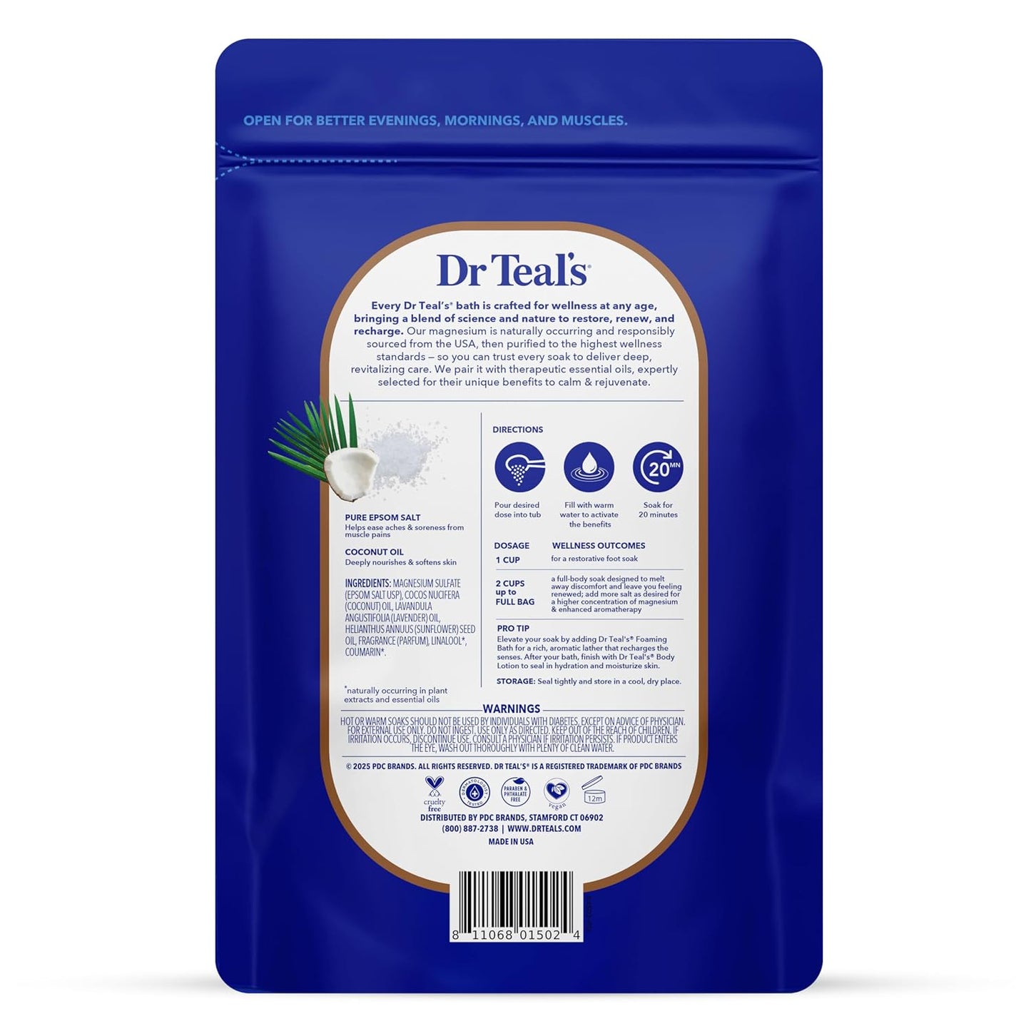 Dr Teal's Epsom Salt Magnesium Soak, Nourish & Protect with Coconut Oil, 3 lbs (Pack of 4)