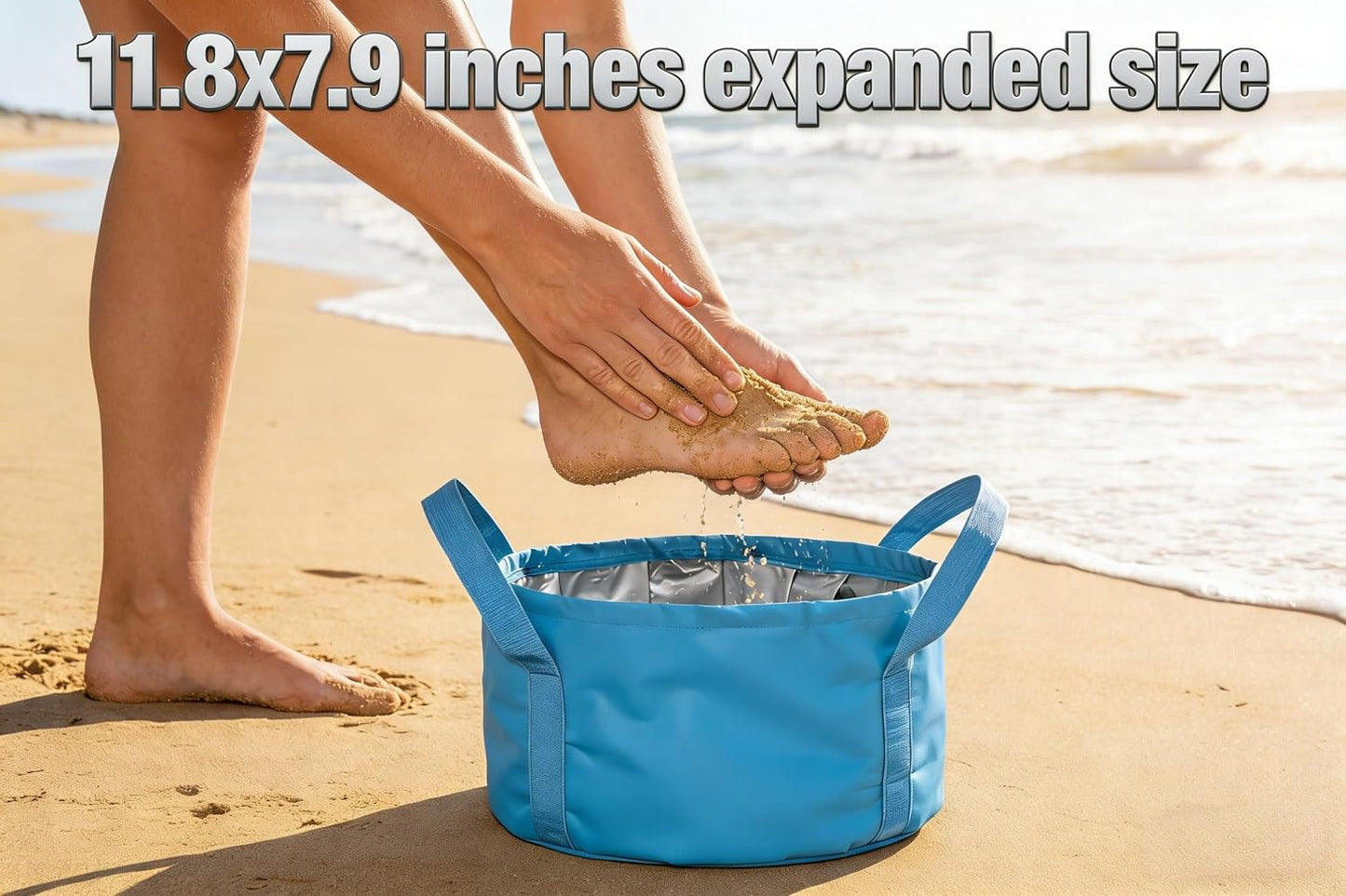 Foldable Washing Basin, Portable Travel Outdoor Collapsible Bucket Foot Soak Bucket Heat Preservation Waterproof (Blue)