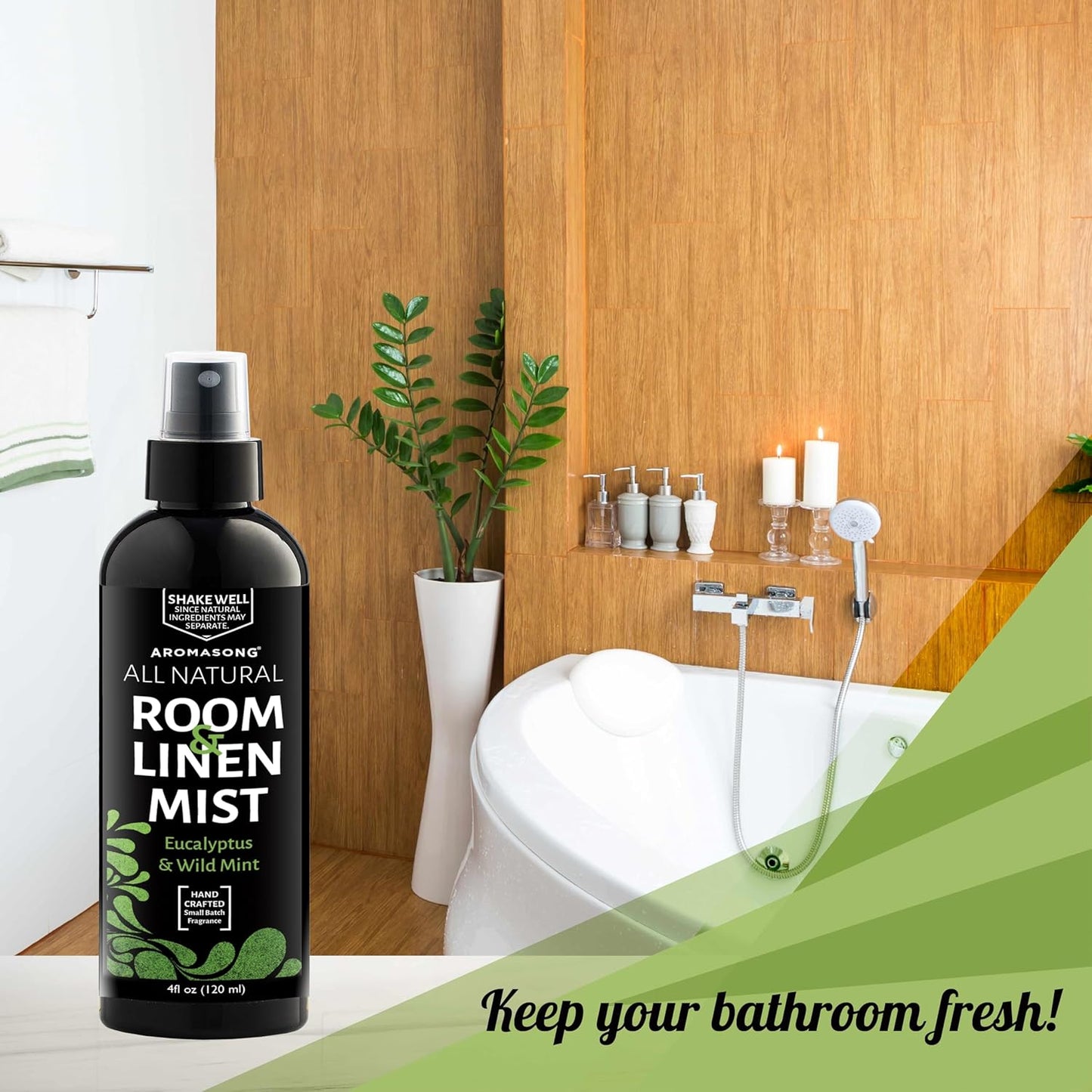 Aromasong Eucalyptus & Wild Mint Linen and Room Spray, Natural Aromatic Mist, Relax Your Body & Mind, Perfect as a Bathroom Spray Air Freshener Pillow Mist