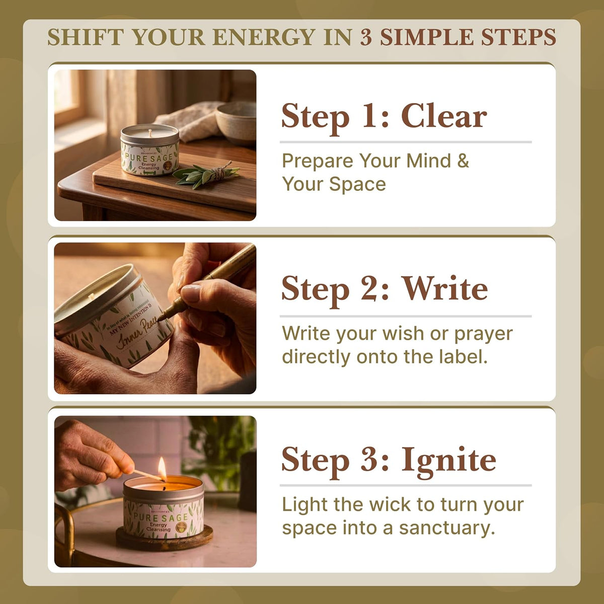 Magnificent 101 Pure Sage Tin Candle for Energy Cleansing, 6oz
