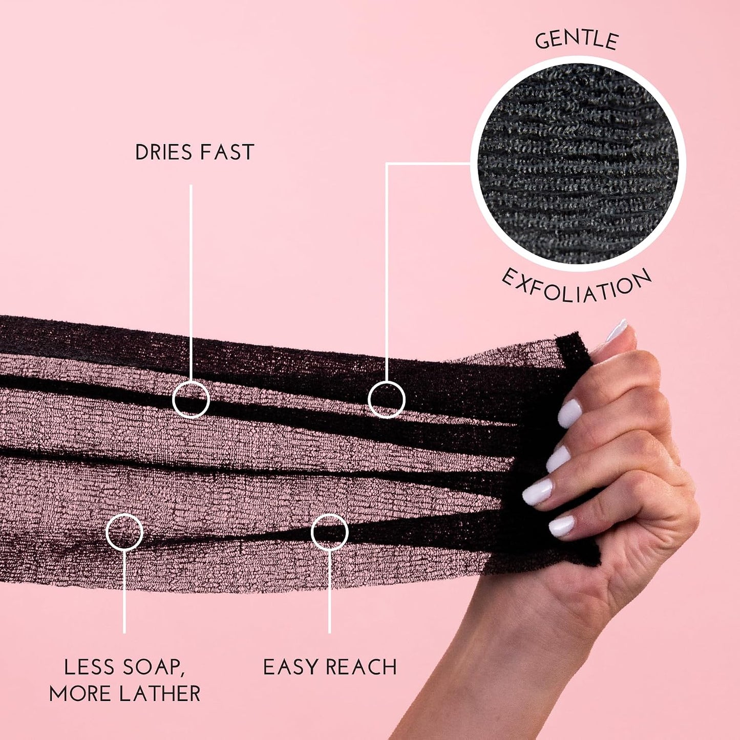 S&T INC. Back Scrubber for Shower, Exfoliating Body Scrubber or Bath Exfoliating Towel for Skin Care, 11.8 Inches x 35.4 Inches, Assorted Purple, 3 Pack