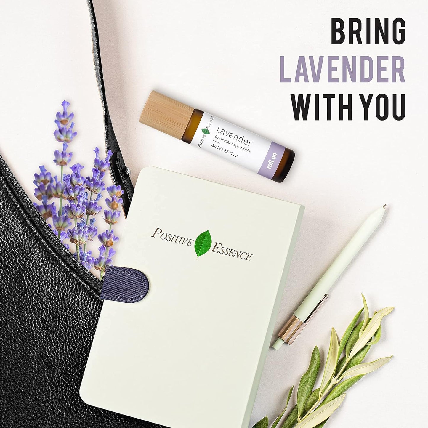 Lavender Essential Oil Roll On, Pure Lavender Essential Oil and Jojoba Oil for Relaxation and Skin Application, Leak-Proof Rollerball (15 mL)