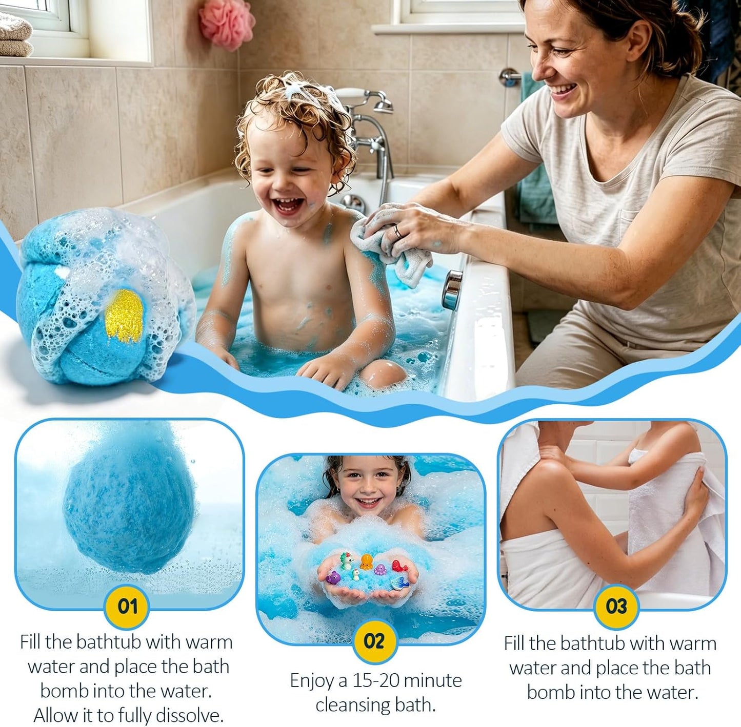 Kids Bath Bombs with Toys Inside, 12PCS Fizzy Bath Bombs for Kids, Fun Bath Time Experience, Natural Kid-Friendly Ingredients, Leaves Skin Soft & Smooth