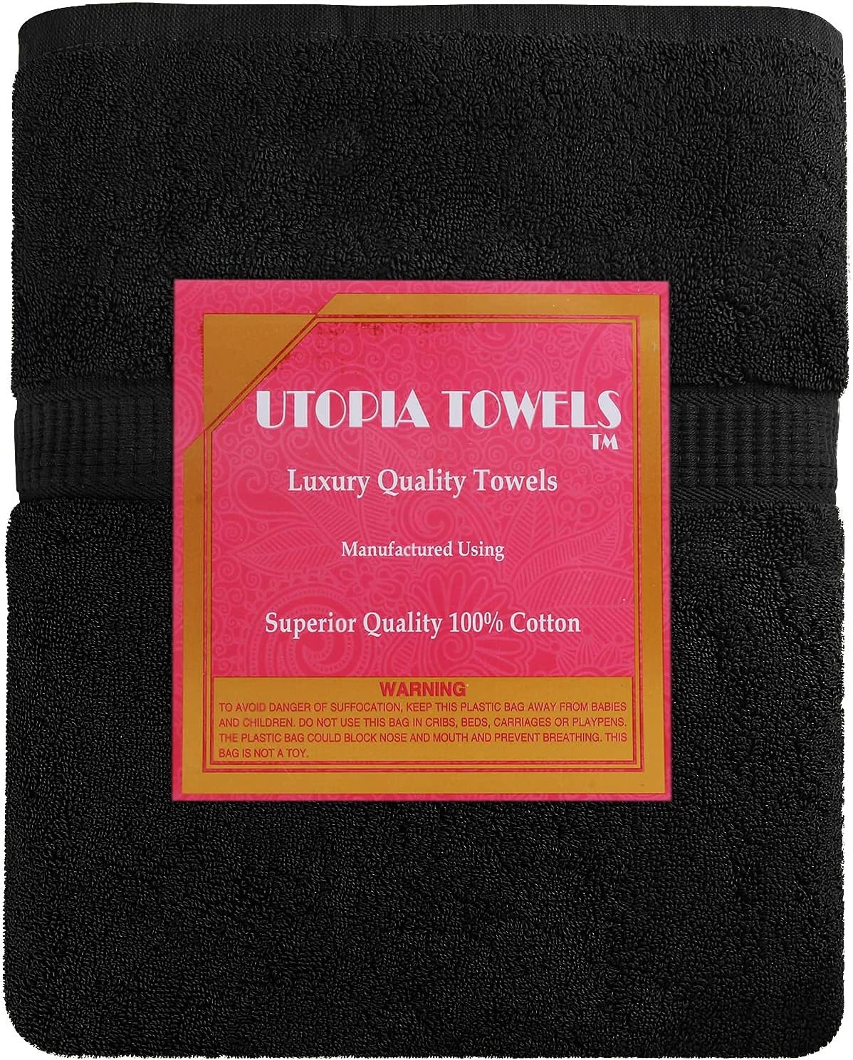 Utopia Towels - Luxurious Jumbo Bath Sheet 8 Piece - 600 GSM (35X70 Inches) 100% Ring Spun Cotton - Highly Absorbent and Quick Dry Extra Large Bath Towel - Super Soft Hotel Quality Towel (Black)