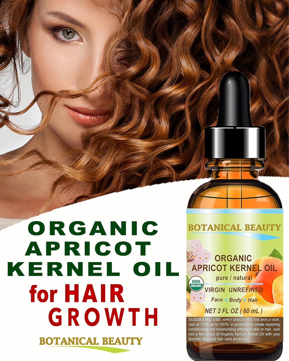 Botanical Beauty ORGANIC APRICOT KERNEL OIL Australian 100% Pure Virgin Unrefined Cold Pressed Carrier Oil 4 oz- 120 ml for Face Hair Body Nails Skin Anti-Aging
