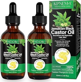 Jamaican Black Castor Oil for Hair Growth, 2 Packs Multipurpose Cold Pressed 100% Natural Castor Oil Organic for Hair and Skin Care