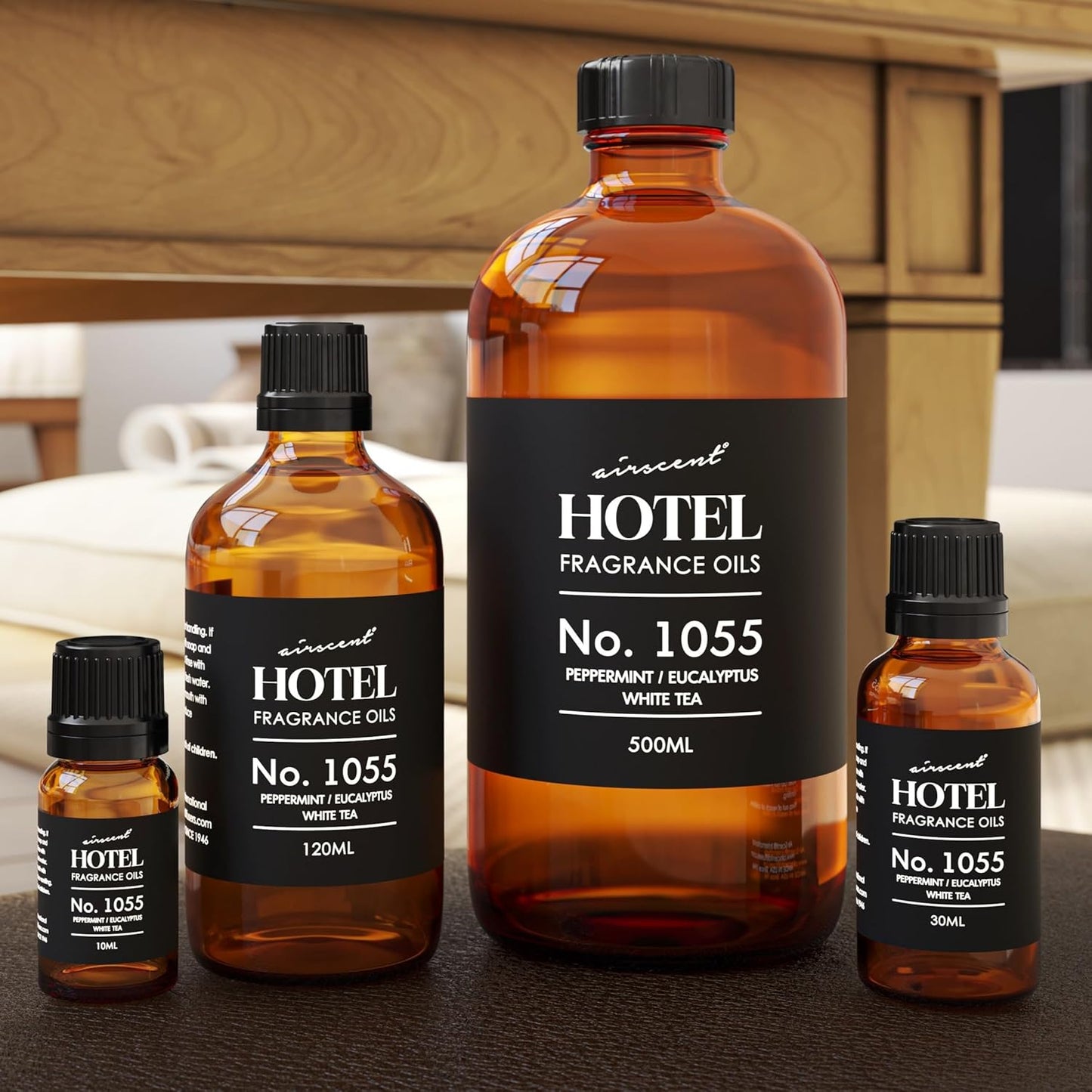 AirScent Hotel Diffuser Oil No. 1055 Inspired by Energize Hotel Scent - Peppermint Eucalyptus White Tea - Fragrance Oil Blend for Ultrasonic and Waterless Diffusers and Crafting - 120 mL