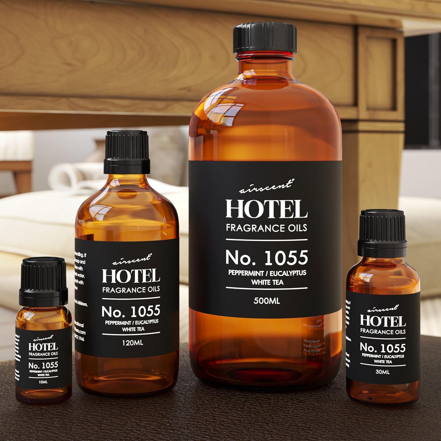 AirScent Hotel Diffuser Oil No. 1055 Inspired by Energize Hotel Scent - Peppermint Eucalyptus White Tea - Fragrance Oil Blend for Ultrasonic and Waterless Diffusers and Crafting - 120 mL