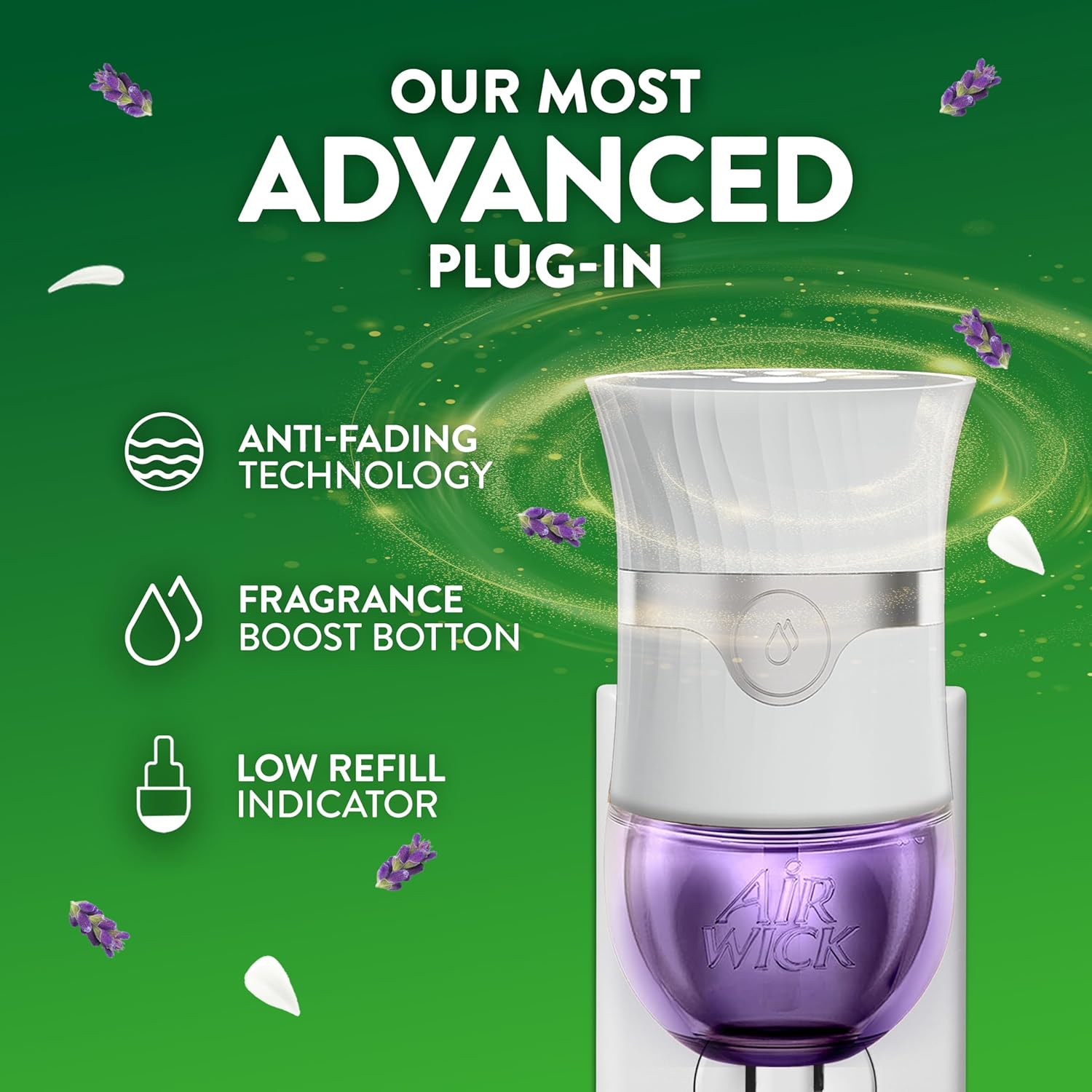 Air Wick Plug-In Scented Oil Refills, 4 Count, Lavender and Chamomile, Air Freshener, Essential Oils, Eco Friendly