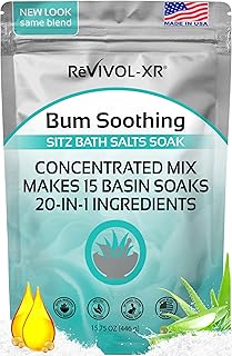 Sitz Bath for Hemorrhoids Soothing 20-in-1 Salts Mix + E Oils, 15 Soaks Concentrate for Toilet Seat Basin