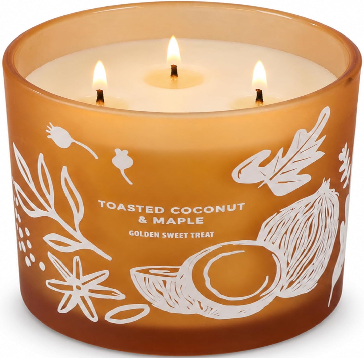 Toasted Coconut Maple Scented Candle | Large 3 Wick Scented Soy Candle for Home | 14.5oz Warm Sweet Nutty Candle | Maple Hazelnut Candles | Long Lasting Clean Burn | Gift for Women & Men