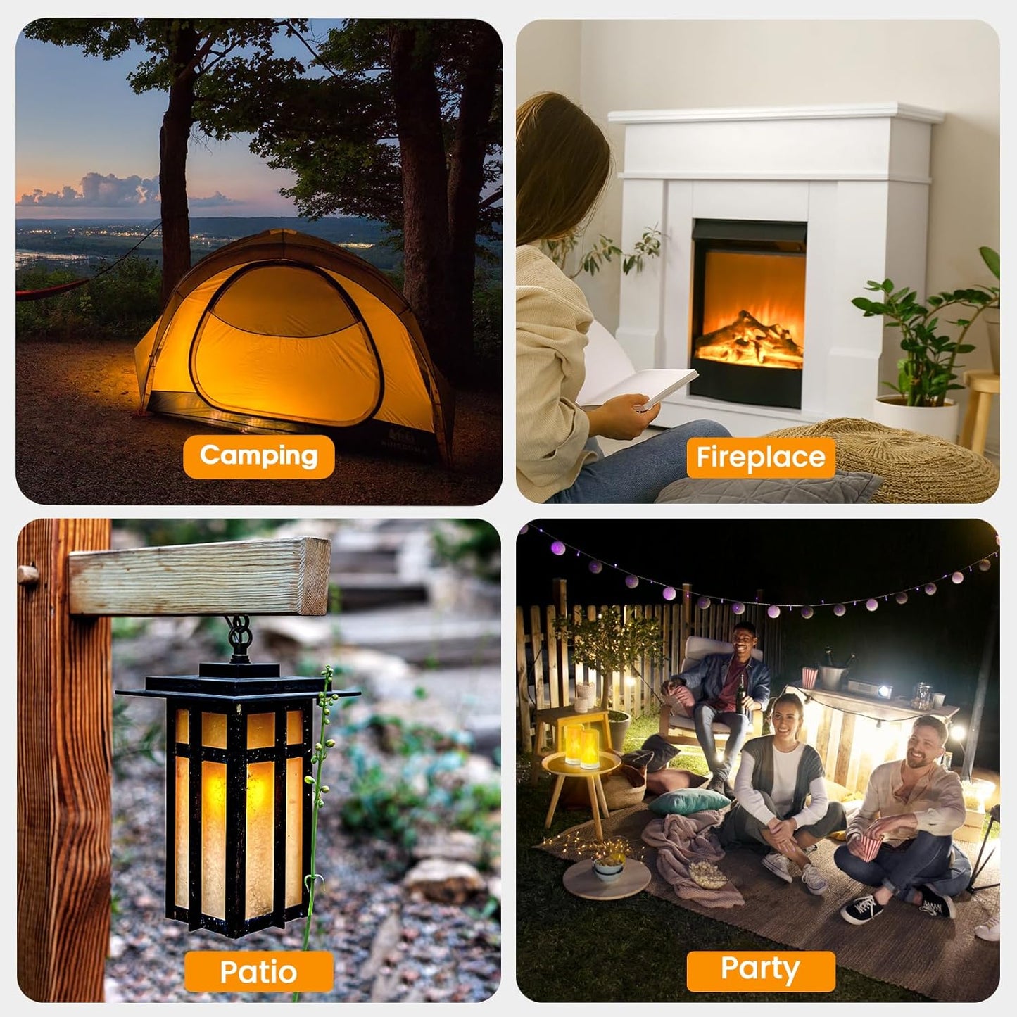 Hompavo 【Upgraded】 LED Flame Lights with Remote & Timer, 4-Mode Rechargeable Battery Operated Flameless Candles, Waterproof Pillar Flickering Lanterns for Bathroom Patio Wedding Halloween Home Decor