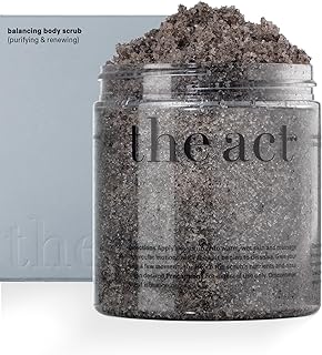 THE ACT Exfoliating Balancing Body Scrub with Black Cumin Oil - Sea Salt Formula for Smooth & Radiant Skin - Home Spa Care, Gift for Women Men, Vegan, Organic 10.58 Oz