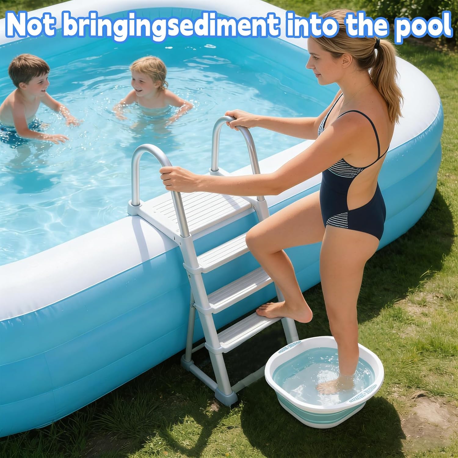 2 Pack Portable Pool Foot Bath,Collapsible Pool Foot Wash Basin Tub Foot Bath Basin for Above Ground Summer Swimming Pools Accessories