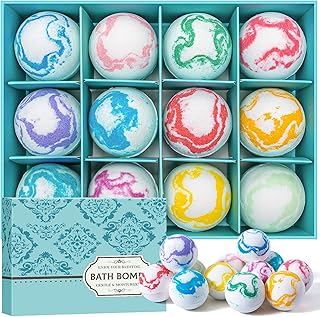 Bath Bombs Gift Set for Women Men, 12 Pack Organic & Natural Bath Bombs | Foam Spa Bath, Calming Relaxation, Aromatherapy, Perfect Presents for Women Men