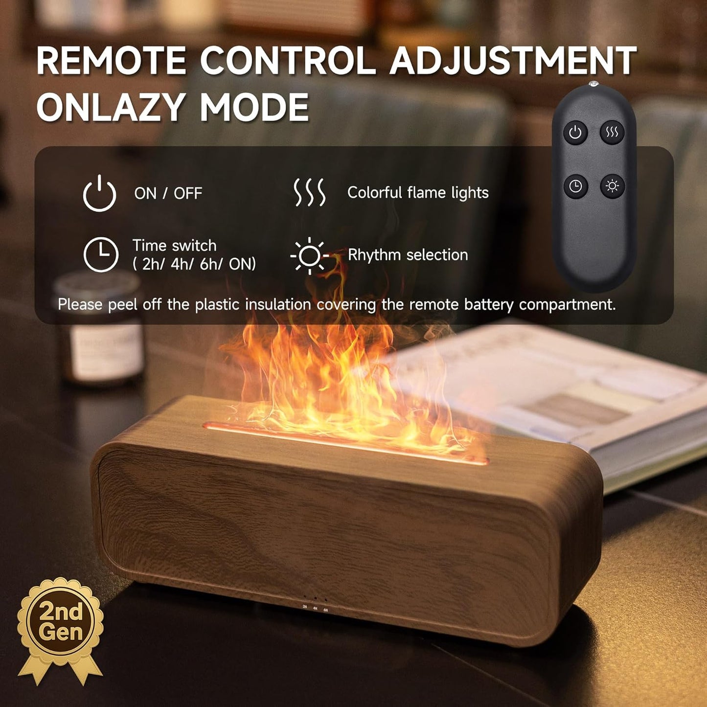 TMEHM Sound Reactive Flame Air Diffuser Humidifier,7 Colors Aromatherapy Essential Oil Diffuser,Ultrasonic Aroma Humidifier with Timer for Home,Bedroom,Office,Yoga