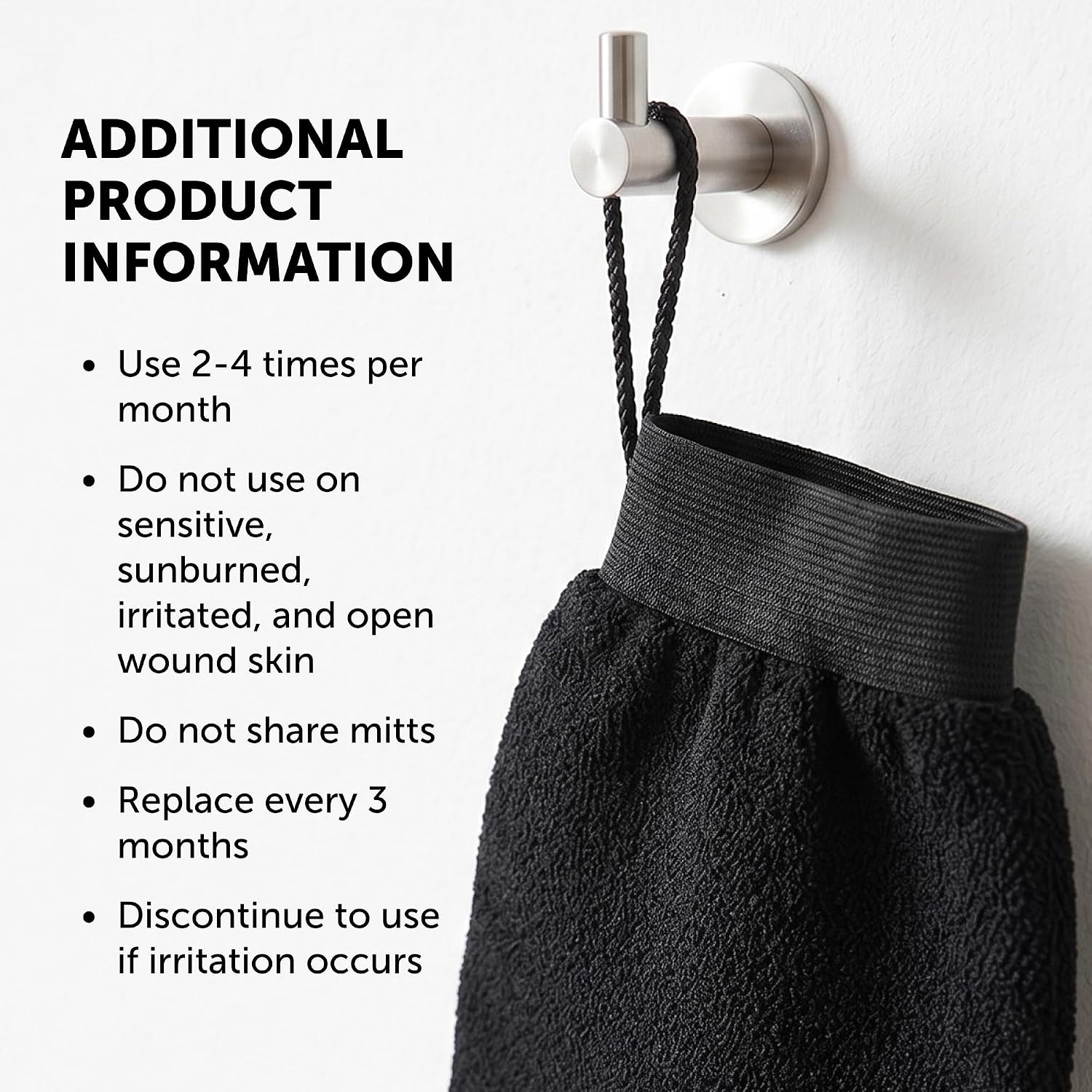 Valitic Exfoliating Glove Body Scrubber - Exfoliating Mitt Dead Skin Remover, Shower Face and Body Exfoliator - Korean Style Skin Scrubber Washcloth - Spray and Self Tan Remover, Pair Black