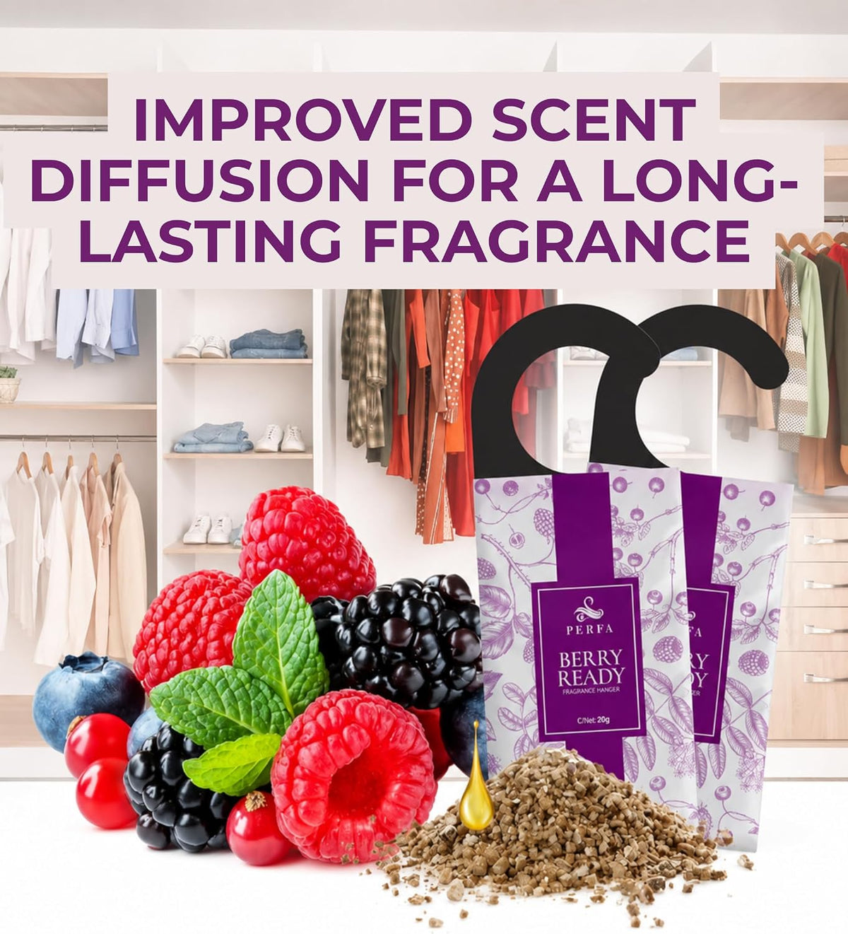 12 Packs Large Closet Deodorizer for Women - Berry Odor Absorber by Perfa