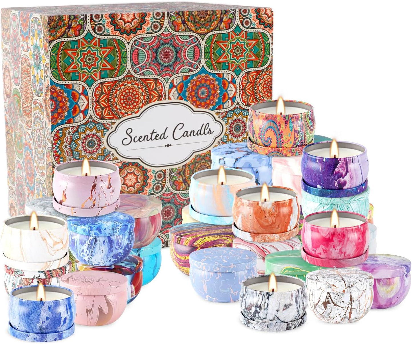 Onebird Set of 36 Scented Candle Gift Set, Natural Pure Soy Wax Aromatherapy Candles with Essential Oils for Home and Women